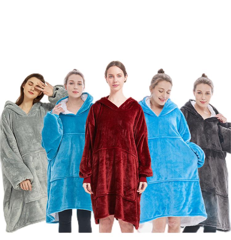 YUEXUAN Couverture paresseuse à capuche épaissie en flanelle de créateur, chemise de nuit décontractée à manches longues pour femmes ou hommes, cadeau d'hiver