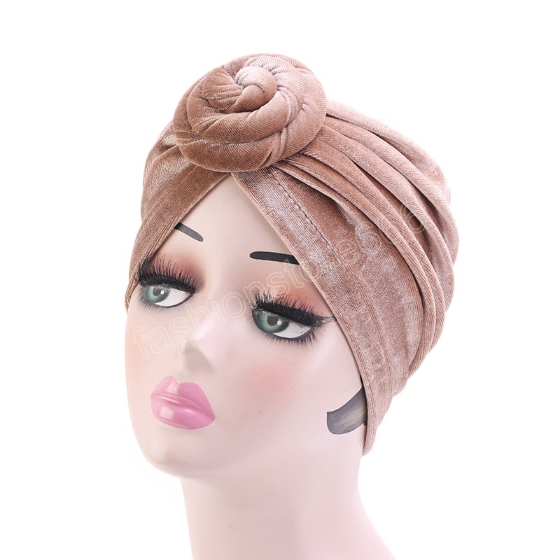 Mode noué velours femmes Turban Vintage gros noeud élastique bandes de cheveux doux solide filles bandeau chapeaux accessoires nouveau