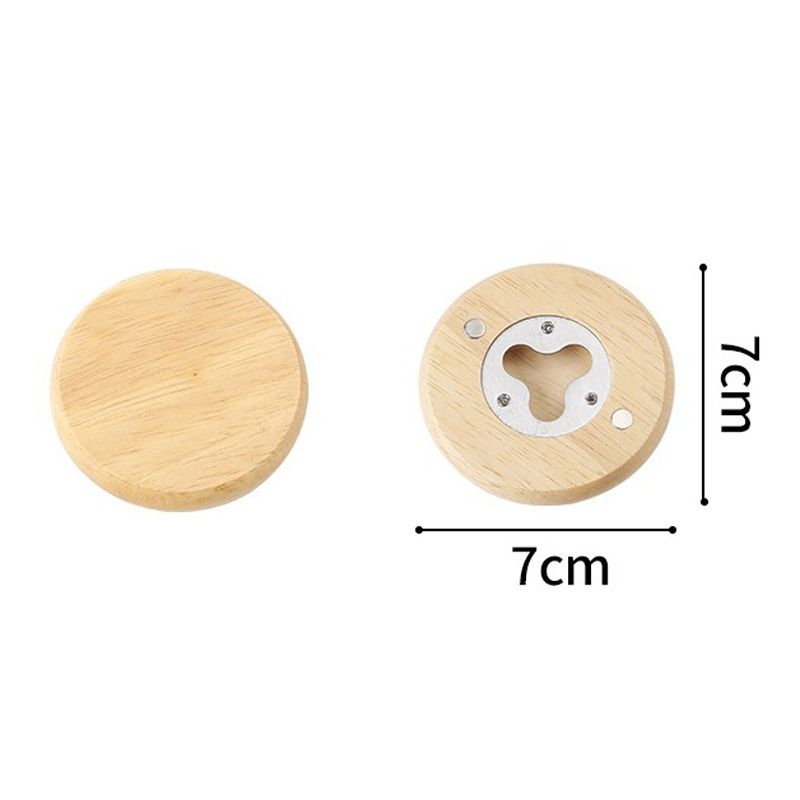 Tom Diy Wood Round Forme Bottle Opener Coaster Kylskåp Magnet Decoration Beer Bottle Opener Party Favor Present