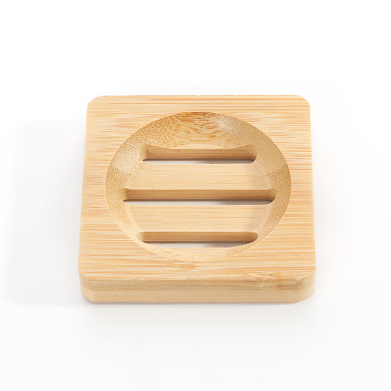 Natural Bamboo Soap Dishes Plate Tray Soaps Holders Box Case Square Round Bathroom Shower Hand Washing Soaps Rack
