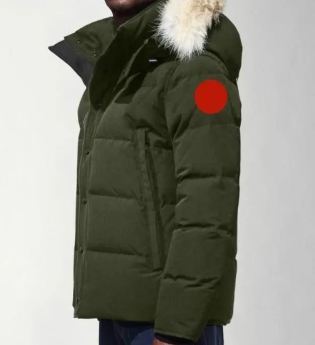 カナダのパフジャケットメンデザイナーリアルコヨーテファーアウトドアウィンダムウインドブレーカージャセンアウターウェアフード付きフォーリアマントーダウンジャケットコート785