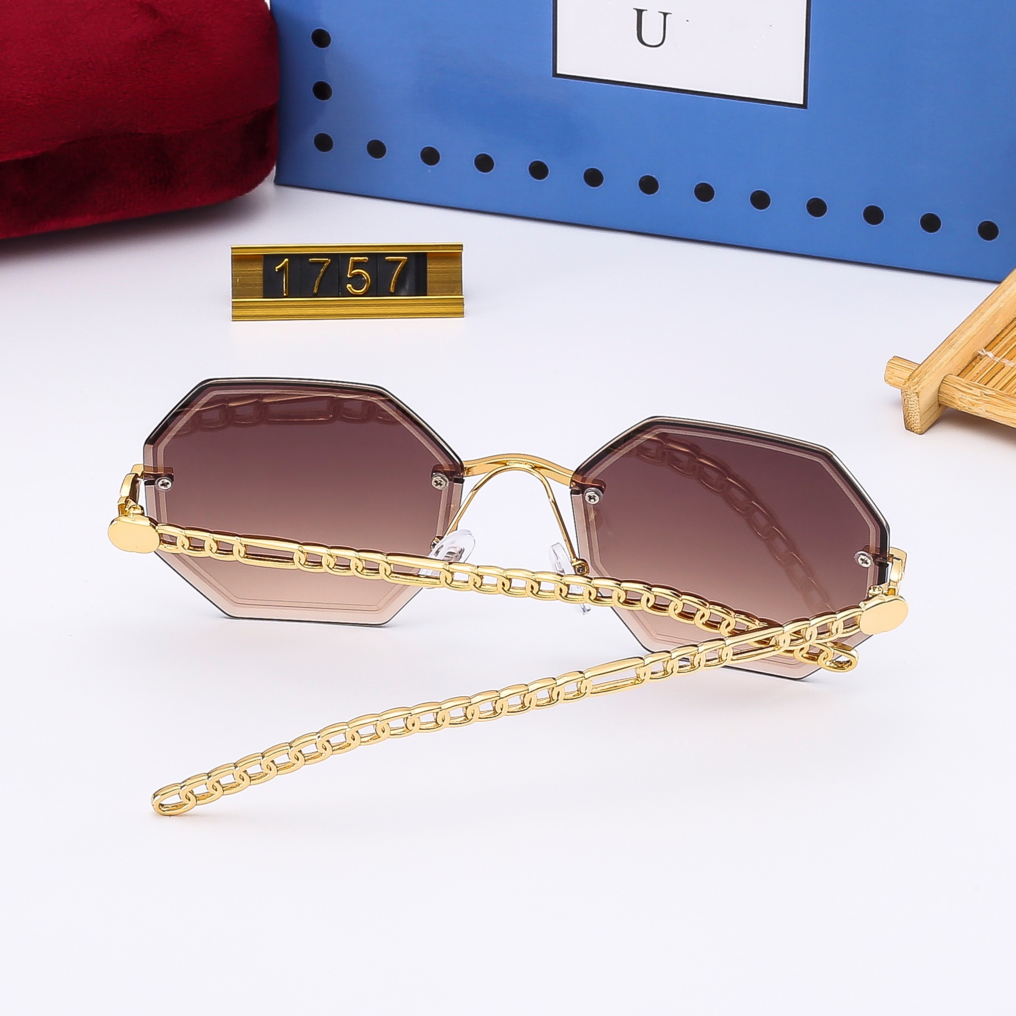 Luxus Marke Designer Sechseckige Brille Für Frauen Mode Allmähliche Farbe Retro Sonnenbrille Strand Dame Sommer Stil Sonnenbrille Weibliche Berühmte UV400 Mit Box