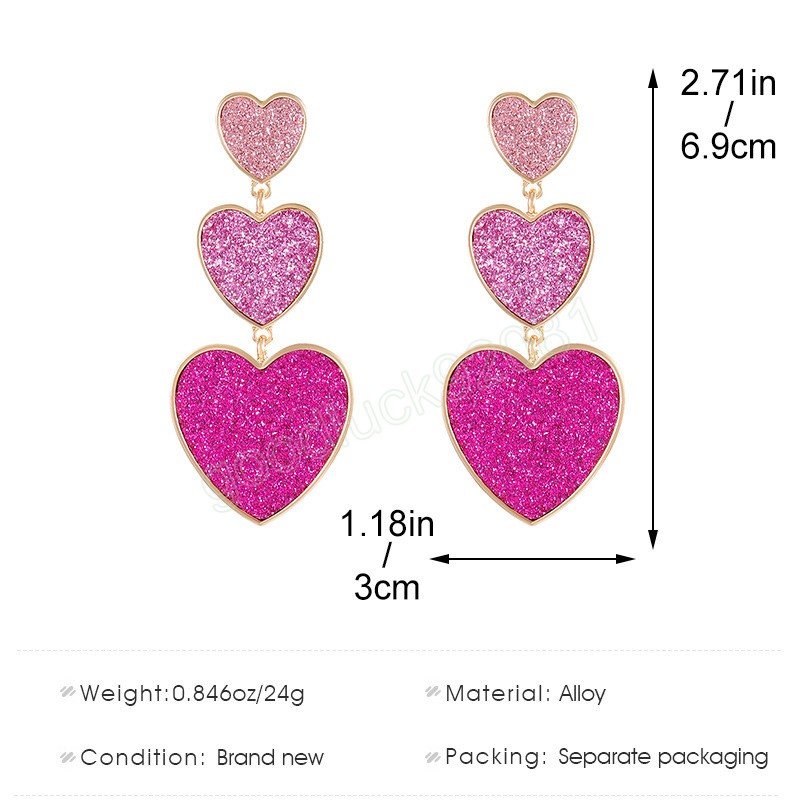 Long Tassel Heart Drop Earrings for Women Girl Korean Y2K Cool Big Rose Color Simple Elegant Jewelry Birthday Gift