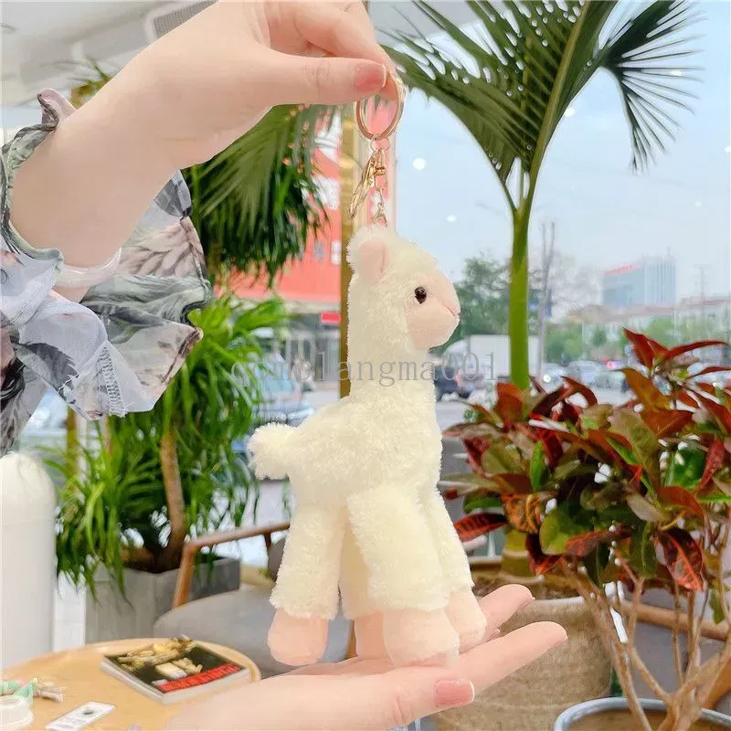 2024 귀여운 사랑스러운 알파카 키 체인 플러시 장난감 일본 알파카 소프트 박제 양 라마 동물 인형 키 체인 인형 18cm