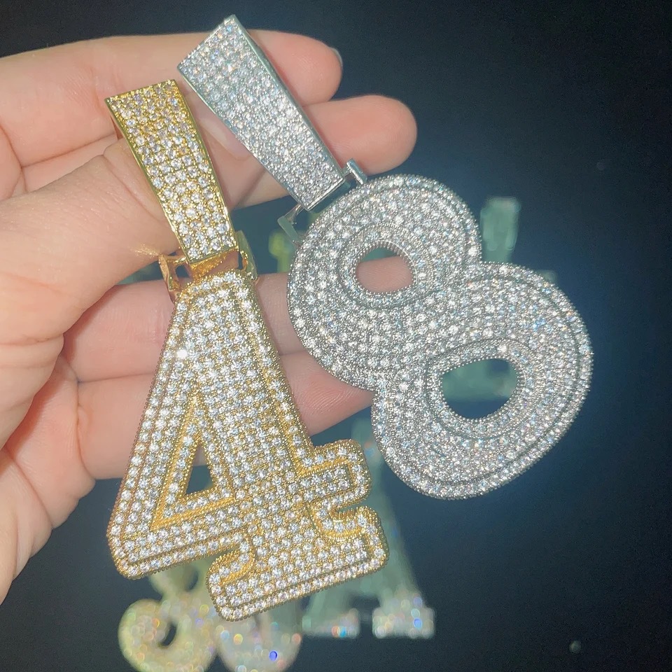 Collier pendentif avec 26 lettres de l'alphabet glacé, style Hip Hop, personnalité glacée pour hommes