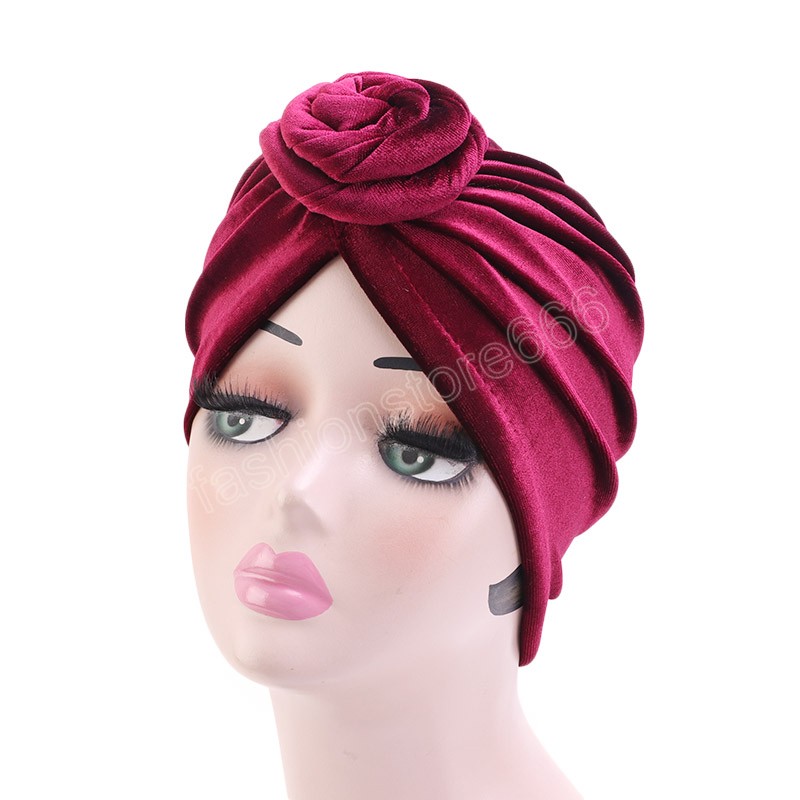 Mode noué velours femmes Turban Vintage gros noeud élastique bandes de cheveux doux solide filles bandeau chapeaux accessoires nouveau