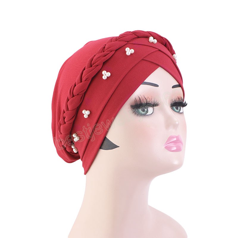 Новый женский уход за волосами, мусульманский тюрбан от выпадения волос, эластичная коса, бусины, платок на голову, женская шапочка, капот, индийская шапка-тюрбанте, шапка для химиотерапии