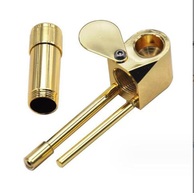 Metal Smoking Pipe 84mm Gold Brass Mini Pipes Portable Removable Water Pipe For Smoke Tobacco Dry Herb Pipe Smoking Accessories Tool