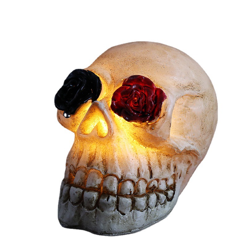 Tête de crâne en résine lumineuse pour Halloween, accessoire de décoration LED pour crâne de terreur, nouvelle collection