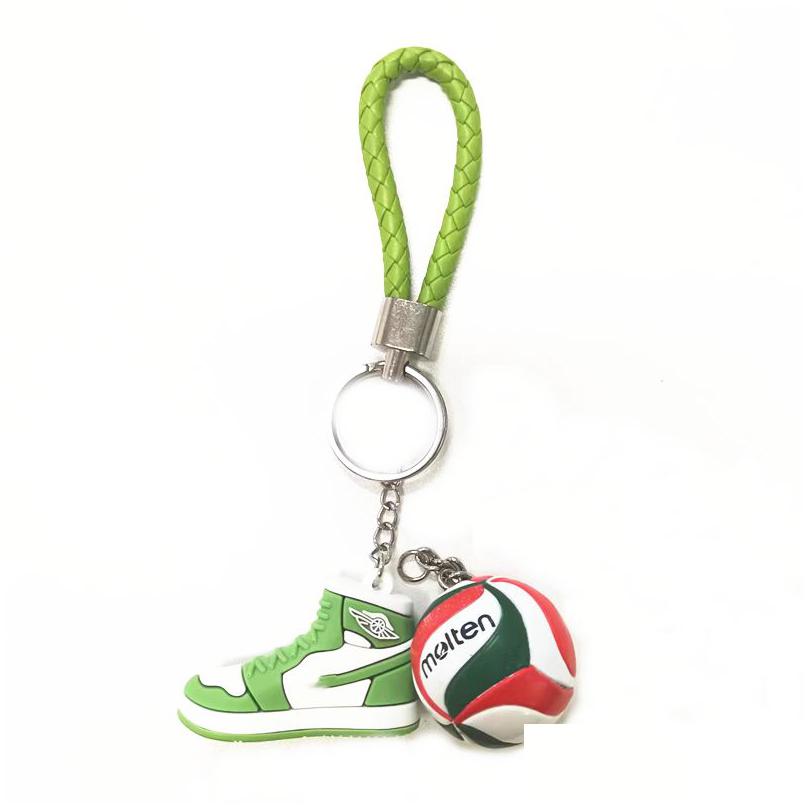 Keychains Lanyards /Sets Sile 3D Sneaker Ball Rope Keychain Basketball Football Volleyball Sport Shoes Keycring Bag Keychains For Men Women Fashion Drop De