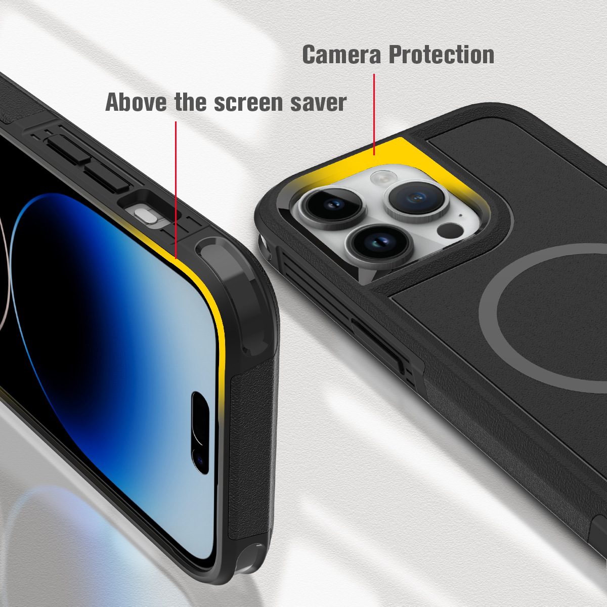 متوفر في الأسهم لـ iPhone 15 Pro Max Armor مع حالة هاتف الشفط المغناطيسي 2 في 1 حماية مضادة للانخفاض