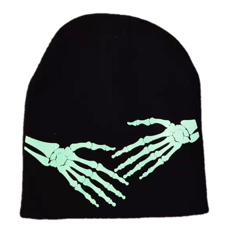 Halloween Skeleton Skull Knitted Beanies Hats Glow In The Dark Mens Women Party Accessories Winter Head warmer Hair Bonnet Cool Cap