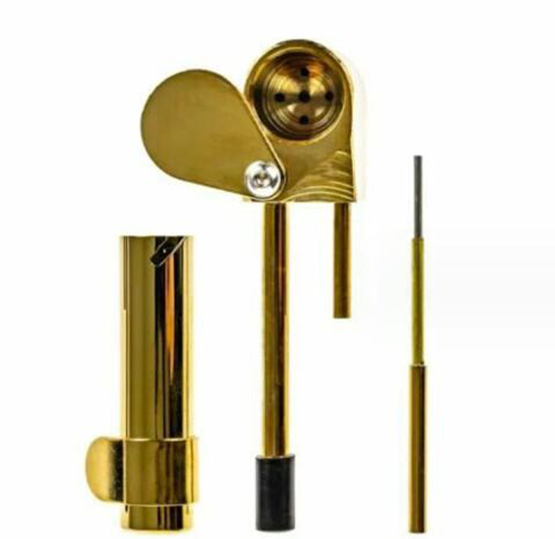 Cachimbo de metal 84mm, mini cachimbo de latão dourado, portátil, removível, cachimbo de água para fumaça, tabaco, erva seca, acessórios para fumar, ferramenta novo