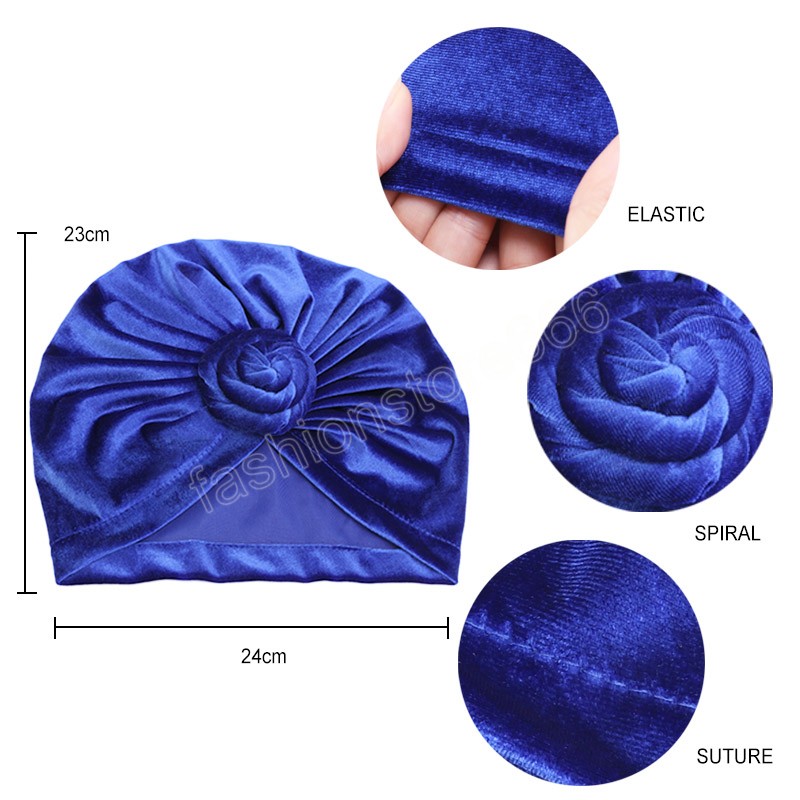 Mode noué velours femmes Turban Vintage gros noeud élastique bandes de cheveux doux solide filles bandeau chapeaux accessoires nouveau