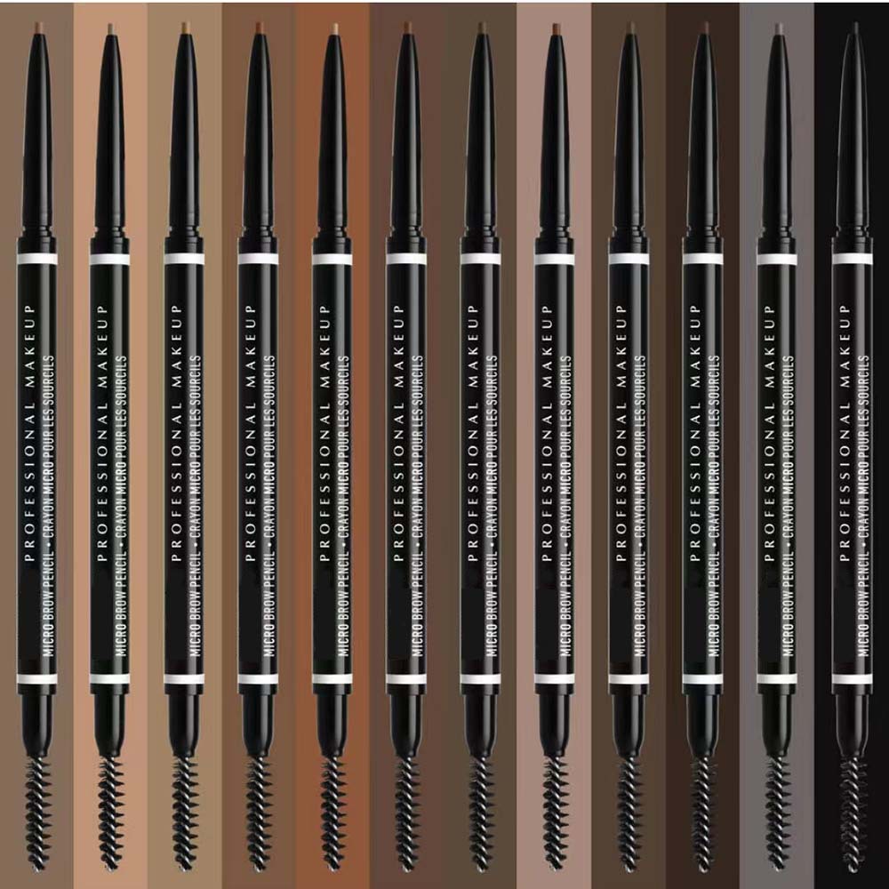 Marka profesjonalna makijaż Mikro Brow Pencil Crayon Mirco pour les sourcils 7 kolor taupe czekolada czarna chłodna popielc brązowy pióro brązowe 0,09g