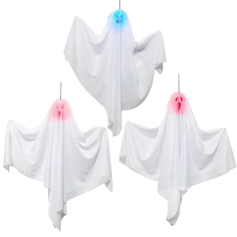 65*60cm Halloween Ghost Hanging Decorations Halloween Hanging Light Up White Flying Ghosts Tree Window Wall Scary Ornament D4.0