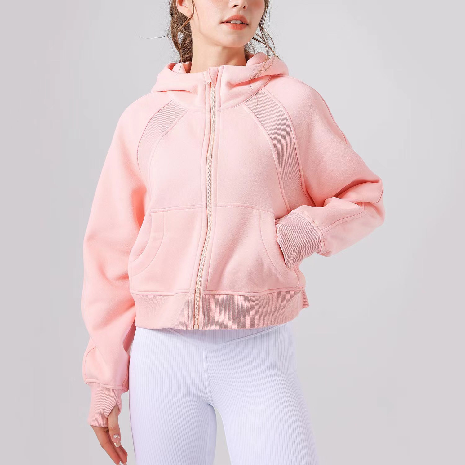 LL automne et hiver nouveau sweat à capuche de yoga épais à capuche trou de pouce manteau à capuche épais sport gym fitness veste femme pull