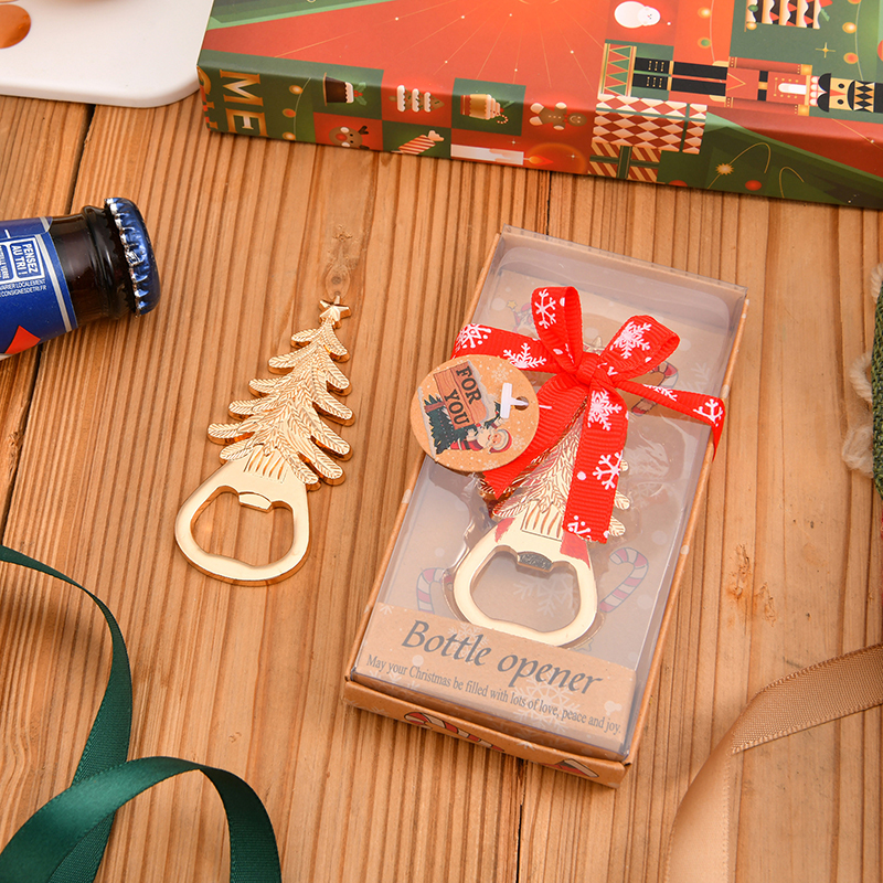 Ouvre-bouteille de bière de Noël, arbre de Noël, bonhomme de neige, ouvre-bouteille avec boîte-cadeau pour décoration de fête, cadeau festif, souvenirs pour invités