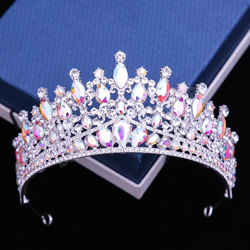 Braut Kopfbedeckung Blau Grün Dame Mode Hochzeit Prinzessin Strass Krone Klassische Tiaras Mädchen Romantische Geburtstag Krähe