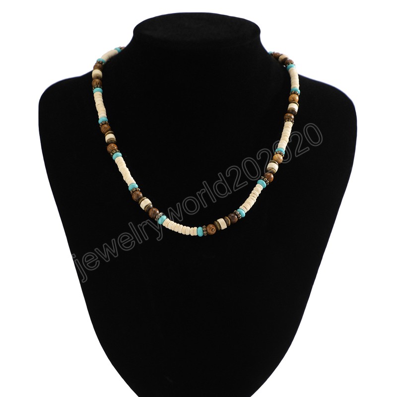 Multi Color Small Wood Beads Chains Necklace for Men Trendy Beaded Collar on Neck Accessories Short Choker 2023 Fashion Jewelry