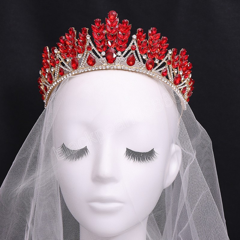 Bröllop hår tiara kristall brud tiara krona diadem slöja tiaras bröllop hår tillbehör huvudstycken huvud smycken