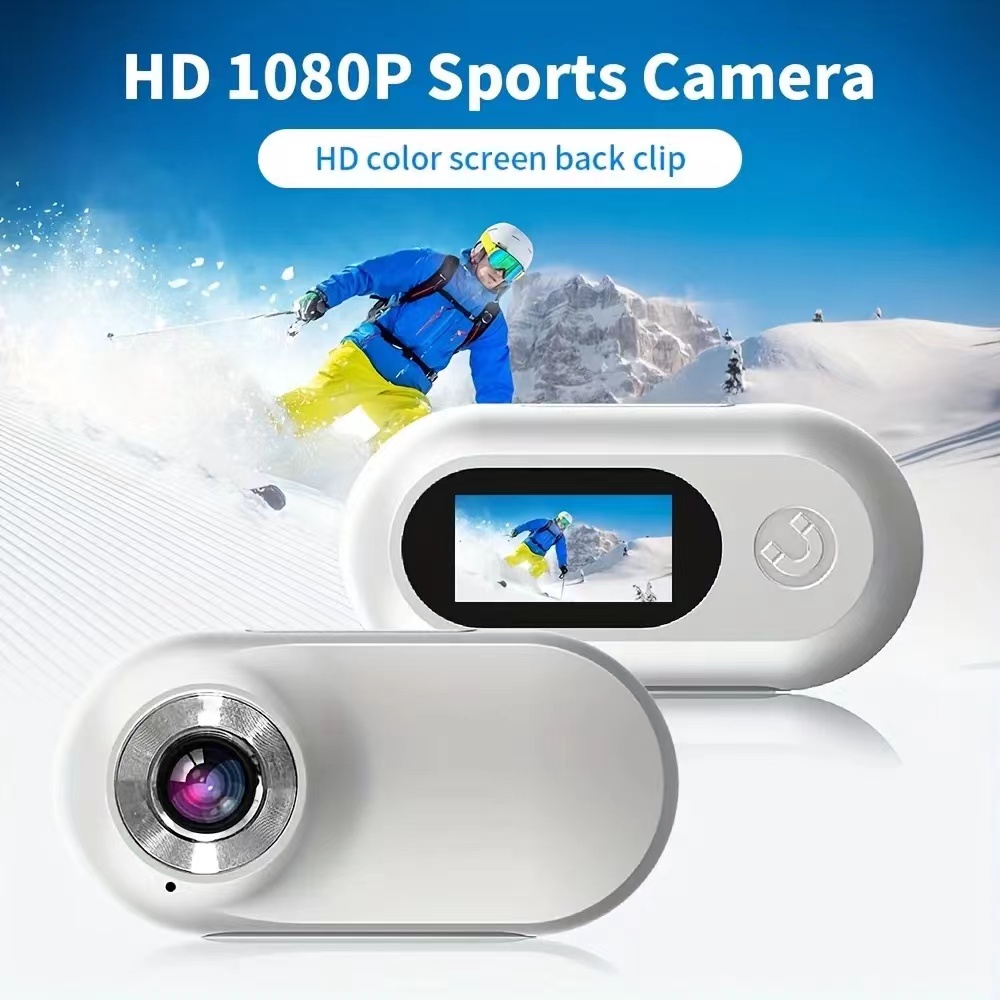 2023 Neue kleine Action-Kamera, tragbare Daumenkamera für Reisen, Sport, Vlogging, Gewicht 22 g, mit tragbarem Kamerazubehör, Datenkabel mit 32 GB TF-Karte