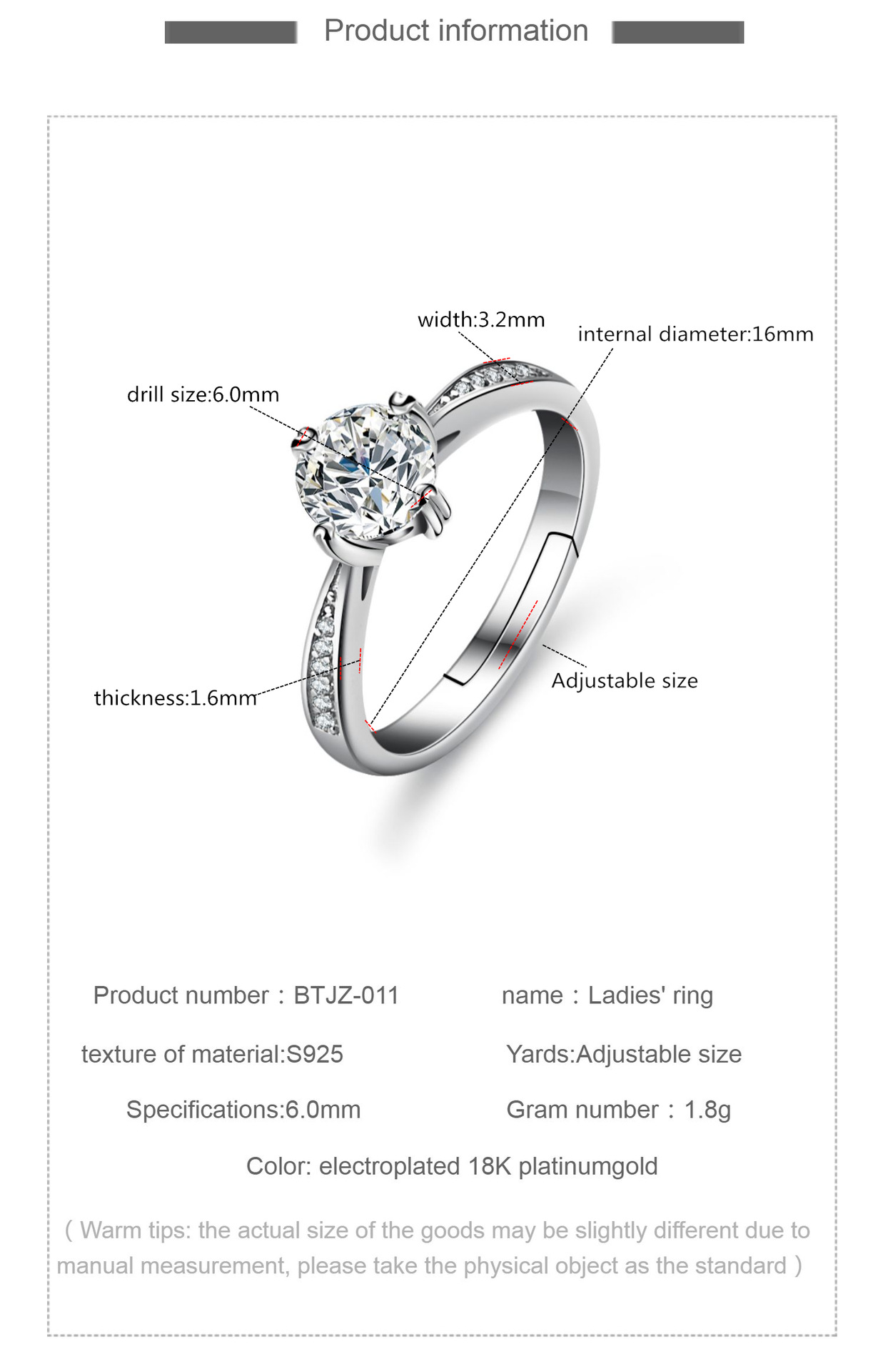 Hoge kwaliteit Klassieke 1 karaat Moissanite Verstelbare open ringen Mode charme sieraden S925 sterling zilver Verloving bruiloft Diamanten ring dames Valentijnsdag Cadeau