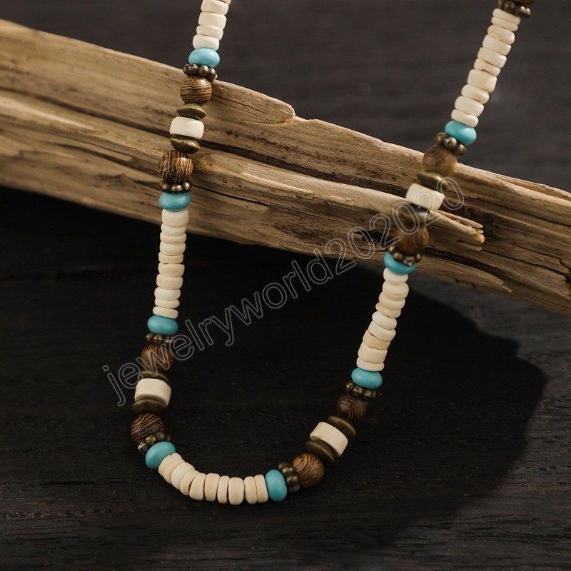 Multi Color Small Wood Beads Chains Necklace for Men Trendy Beaded Collar on Neck Accessories Short Choker 2023 Fashion Jewelry