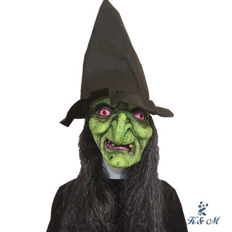 Neue Arival Heißer Verkauf Happy Halloween Gruselige Dämonen Gesichtsmaske Hexen mit Langen Haaren Böse Cosplay Requisiten Latex Party Spielzeug
