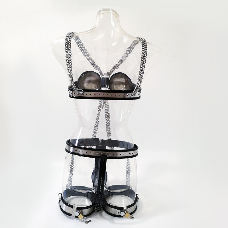 Kit dispositivo di castità femminile Reggiseno Pantaloni di castità Anello coscia BDSM Bondage Giocattoli sessuali uomini Donna Fetish