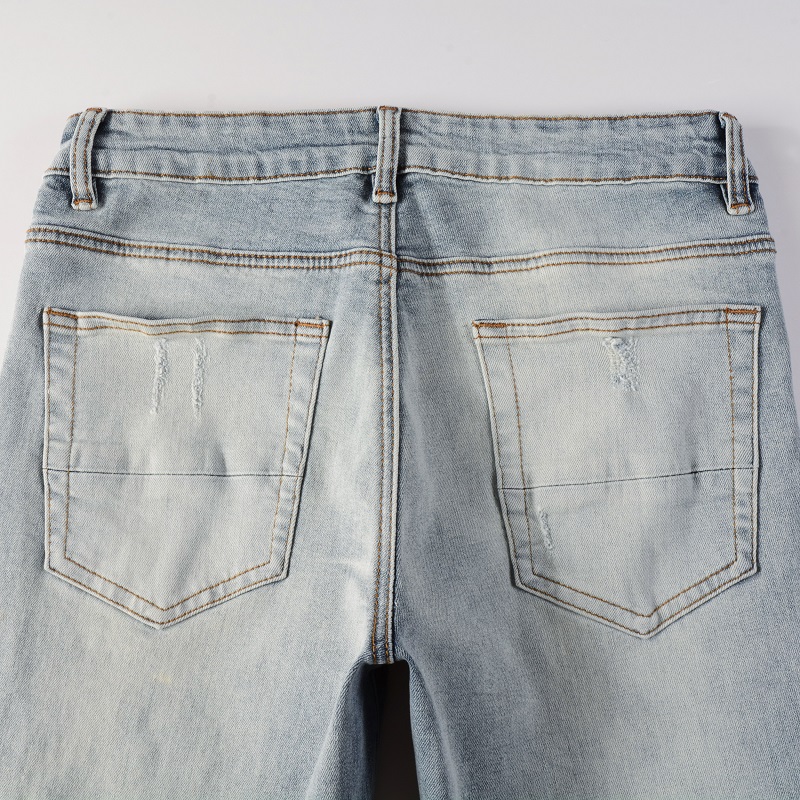 Pantalon en jean bleu coupe cintrée pour hommes peint Hip Hop Stretch déchiré pour hommes pantalon en jean maigre pantalon décontracté pour hommes grande taille 28-40 taille américaine 6667