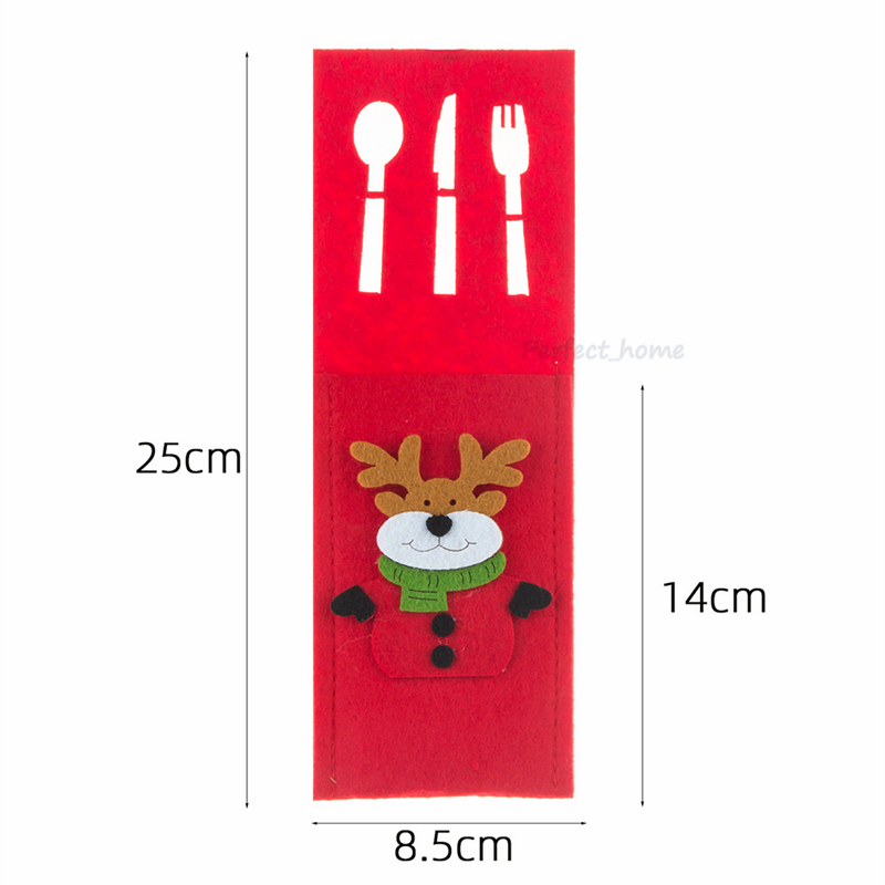 Conjunto de talheres de natal faca e garfo decoração saco de feltro dos desenhos animados festa festival saco de talheres por oceano-transporte p89