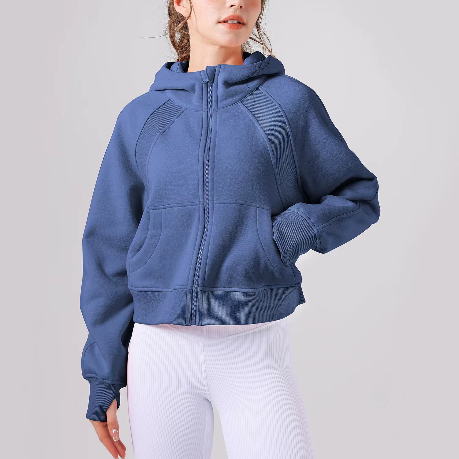 LL automne et hiver nouveau sweat à capuche de yoga épais à capuche trou de pouce manteau à capuche épais sport gym fitness veste femme pull