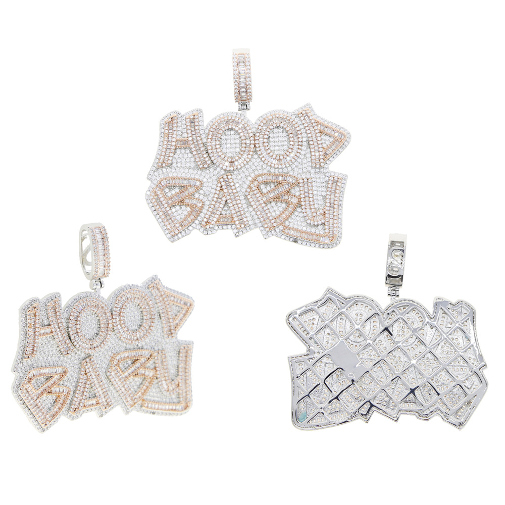 Hip Hop Diamond Letter Hood Baby English Letter Pendant Full Zirconia Par Necklace