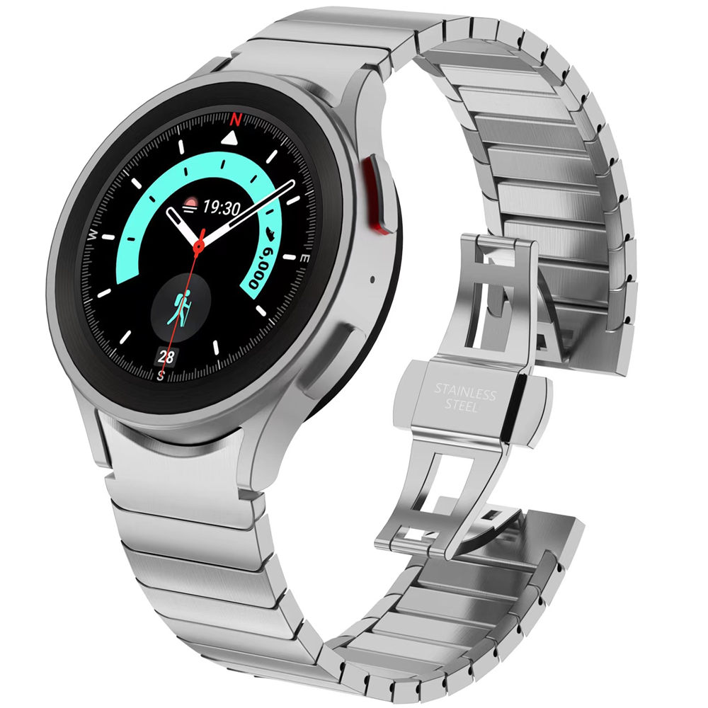 Premium 316L Stainless Steel Strap for Samsung Galaxy Watch 6 5 Pro 5 4 Curved End Butterfly Buckle Band