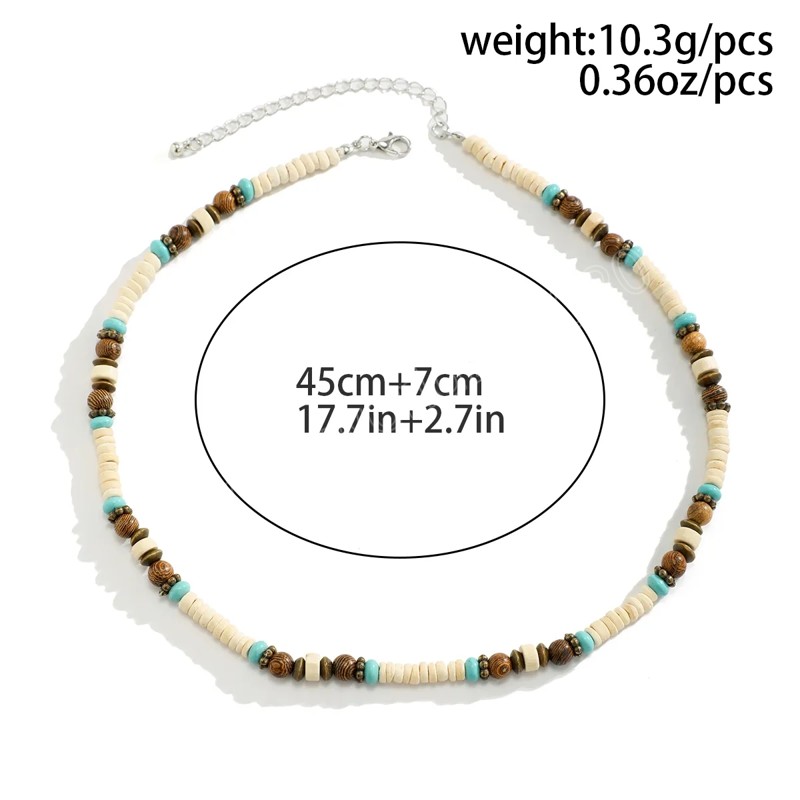 Multi Color Small Wood Beads Chains Necklace for Men Trendy Beaded Collar on Neck Accessories Short Choker 2023 Fashion Jewelry