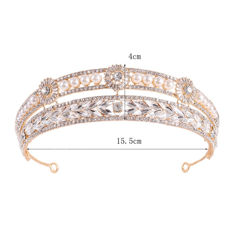 Diadema di perle di cristallo placcato oro argento placcato regina principessa accessori capelli da sposa fasce capelli da sposa