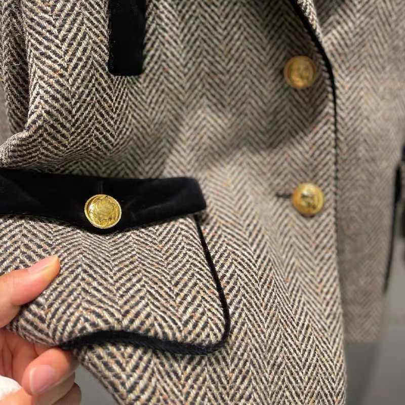 Projektantka damska garnitury Blazers płaszcz odzieży Spring Autumn Nowy wydany retro kolor kontrastowy Top M131
