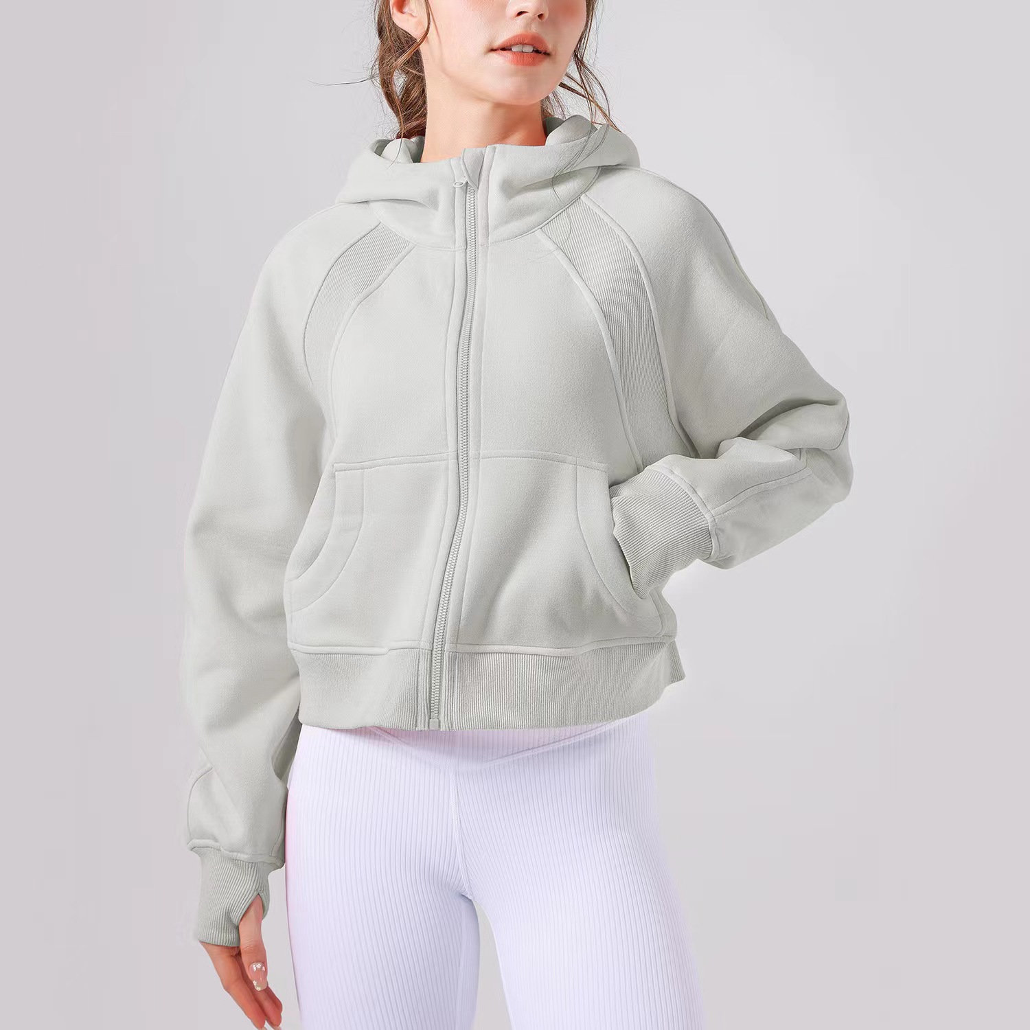 LL automne et hiver nouveau sweat à capuche de yoga épais à capuche trou de pouce manteau à capuche épais sport gym fitness veste femme pull