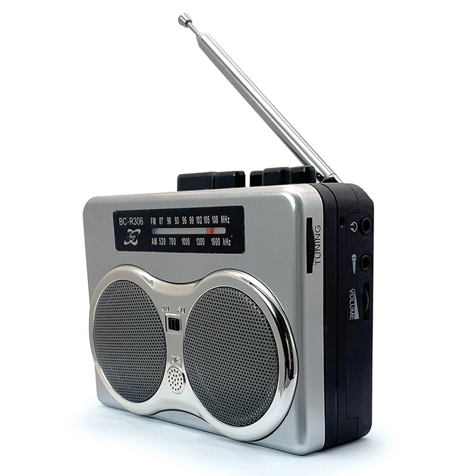 Rádio portátil retro clássico walkman duplo alto-falante fita estéreo memória fm am antena de rádio com fone de ouvido de 3.5mm para jardinagem pesca