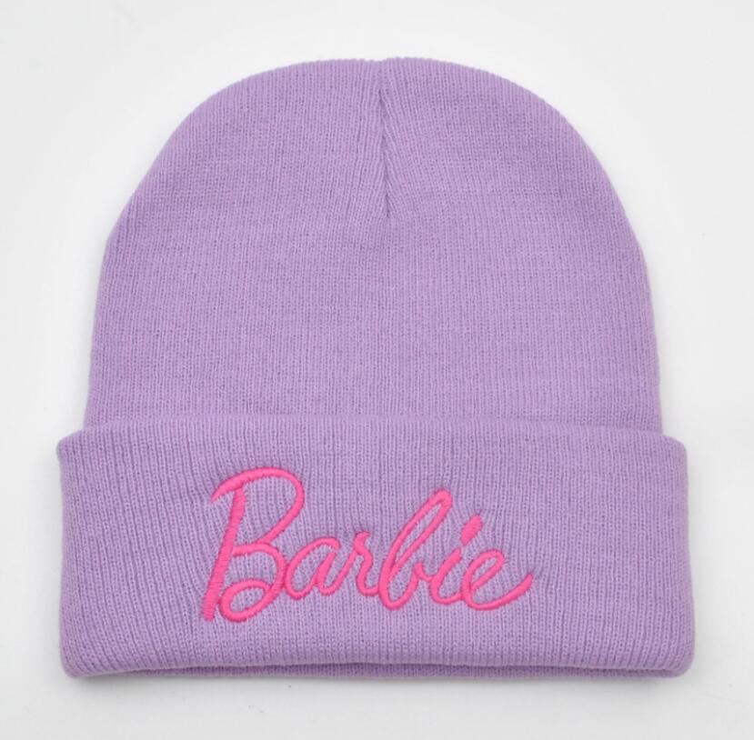 Moda carta bordado menina feminino gorro inverno protegendo orelhas bonito malha quente chapéu outwear