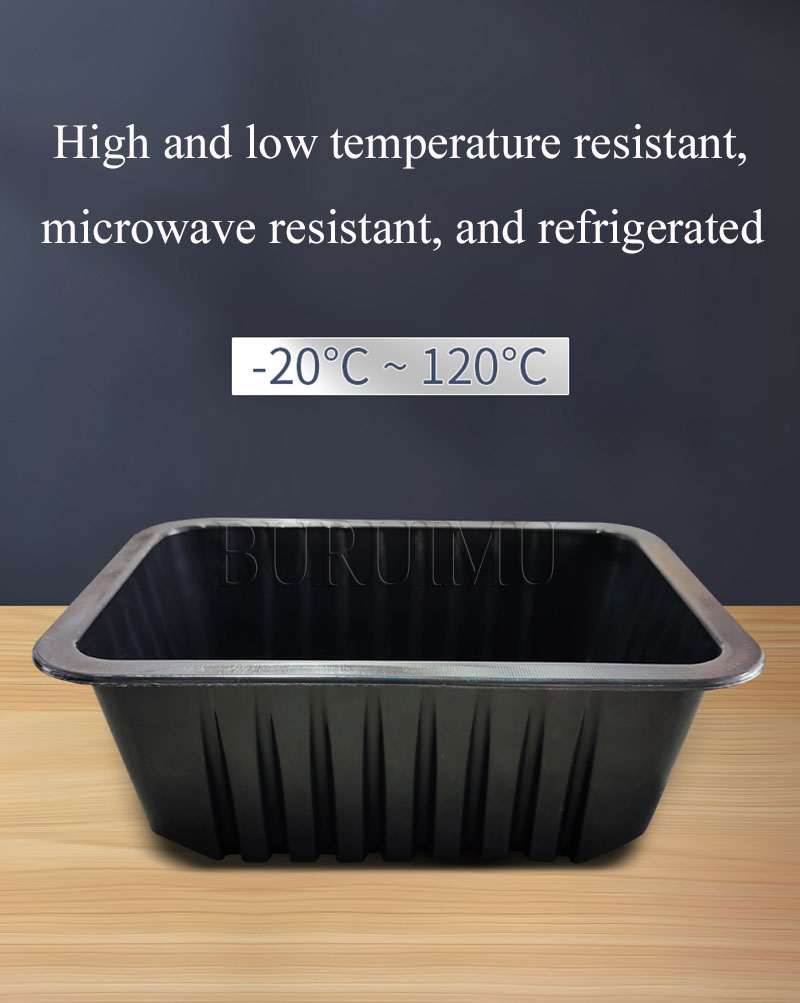 使い捨てのランチボックス黒いプラスチックランチボックス冷蔵庫電子レンジ食品用食品保管容器