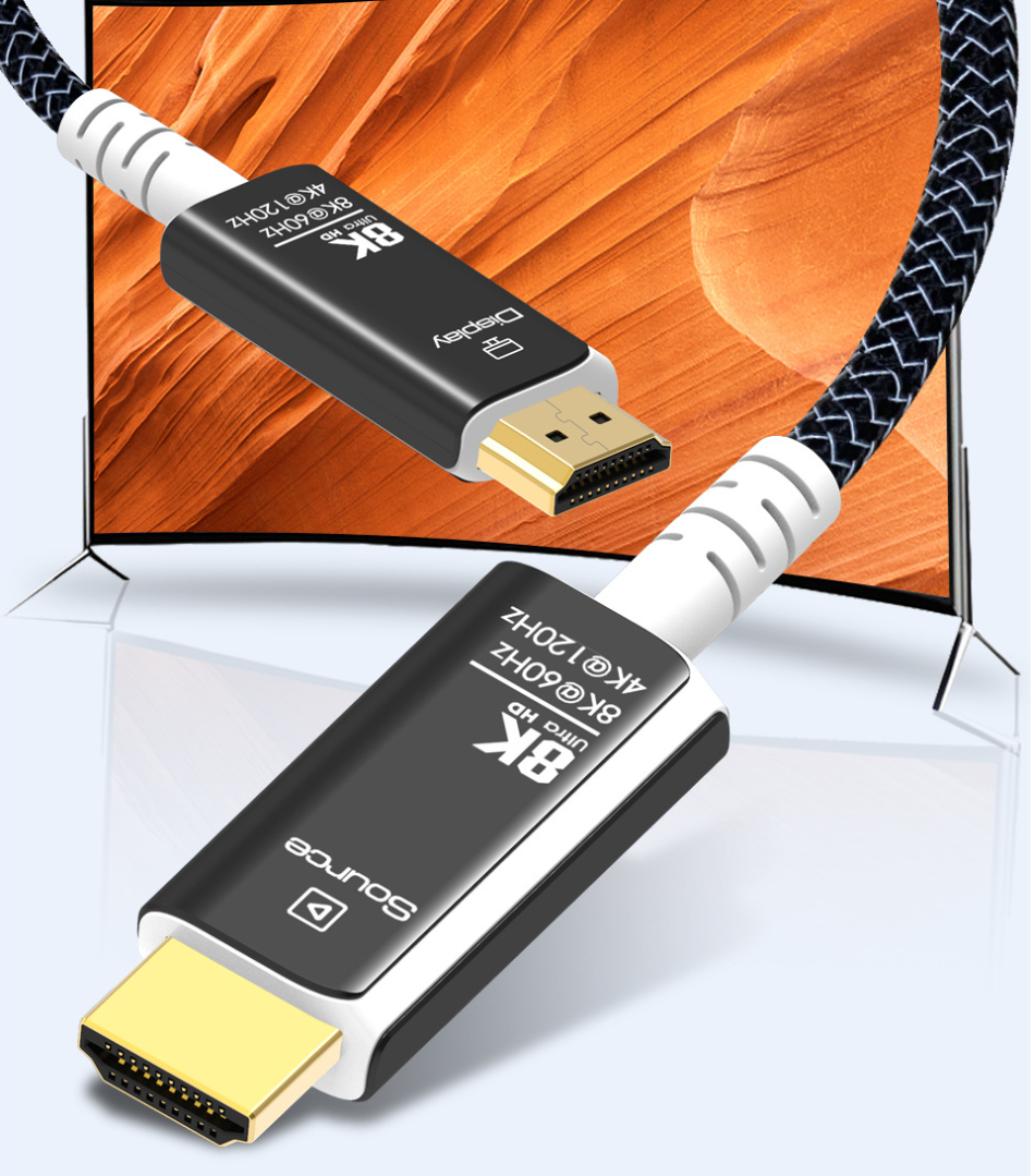 8K HDMI 2.1 Kabelfiberoptisk kabelkraft HDMI-kompatibel kabeltråd 8K 60Hz 4K 120Hz 2K 165Hz 48Gbps EARC HDR HDCP för dator HDTV PS5 Projektorövervakning
