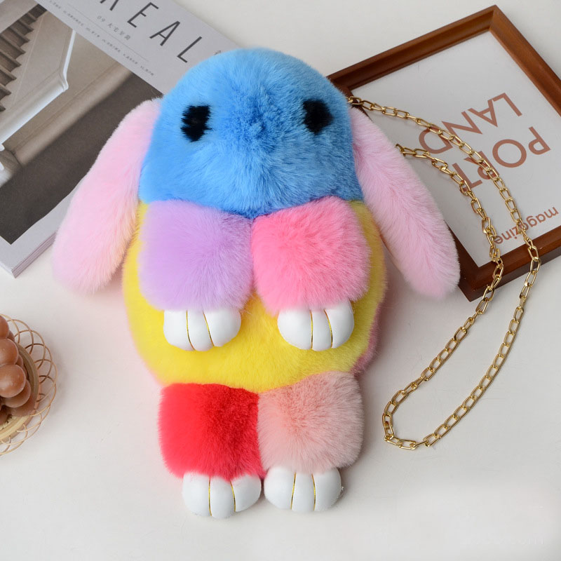 Dead Rabbit Bag Stupid Cute Rabbit Imitation Rex Rabbit Fur Grass Bag Plush Rabbit Bag Chain Bar Crossbody Bag