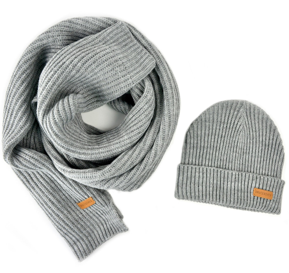 Inverno feminino manter quente gorro cachecol conjunto 2 peças senhora forro de lã fio de lã chapéu de malha pescoço gaiter cor gradiente atacado