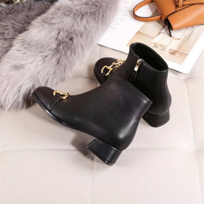 Automne bottines marque de mode femme fermeture éclair en cuir véritable bout rond talons hauts marque concepteur dames confort femmes chaussures concis femmes bottes nouvelles chaussures