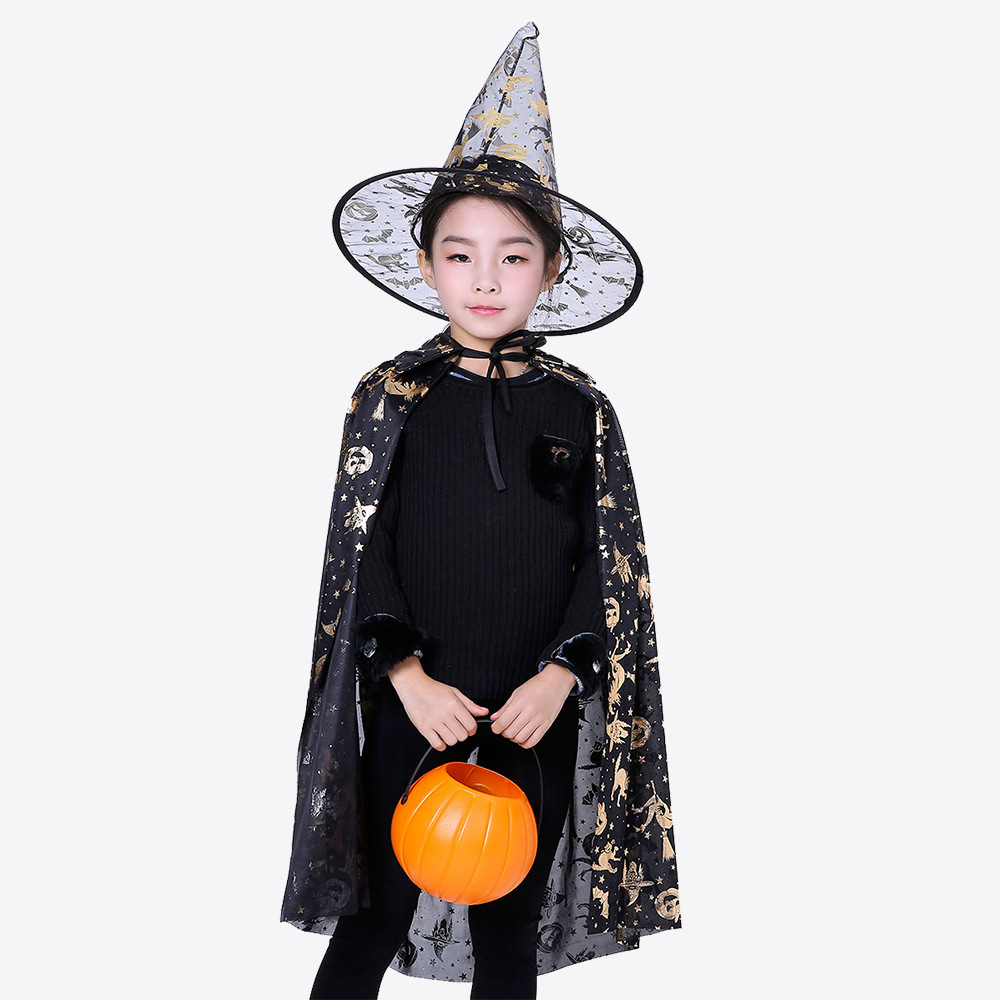 Costumi di Halloween Mantello da strega cosplay bambini Mantello da strega oro caldo Mantello da mago mago