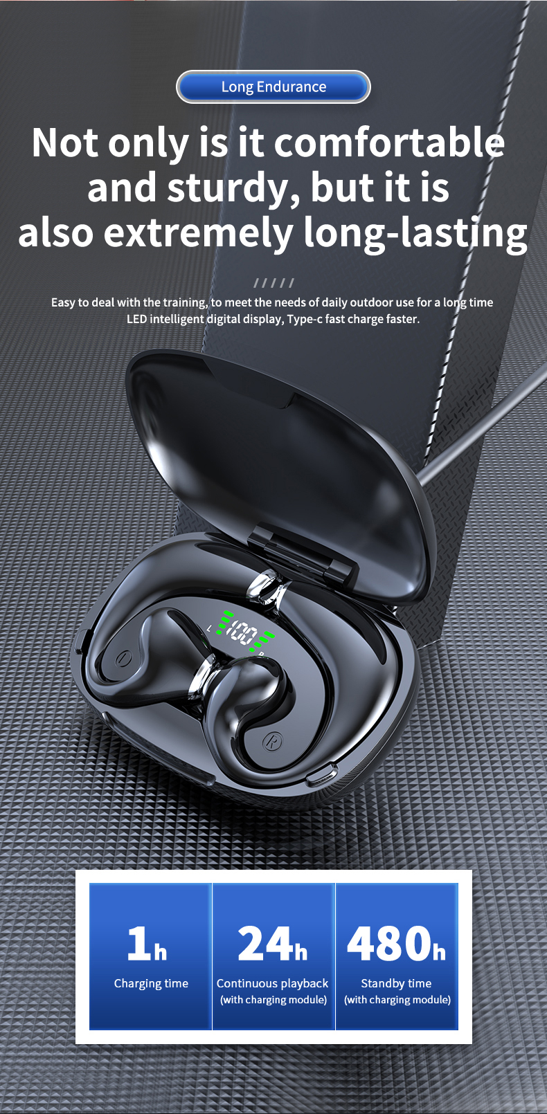 JR02 écouteur demi-dans l'oreille BT 5.3 charge rapide extérieur écouteurs sport casques HYX pour homme femmes JR02