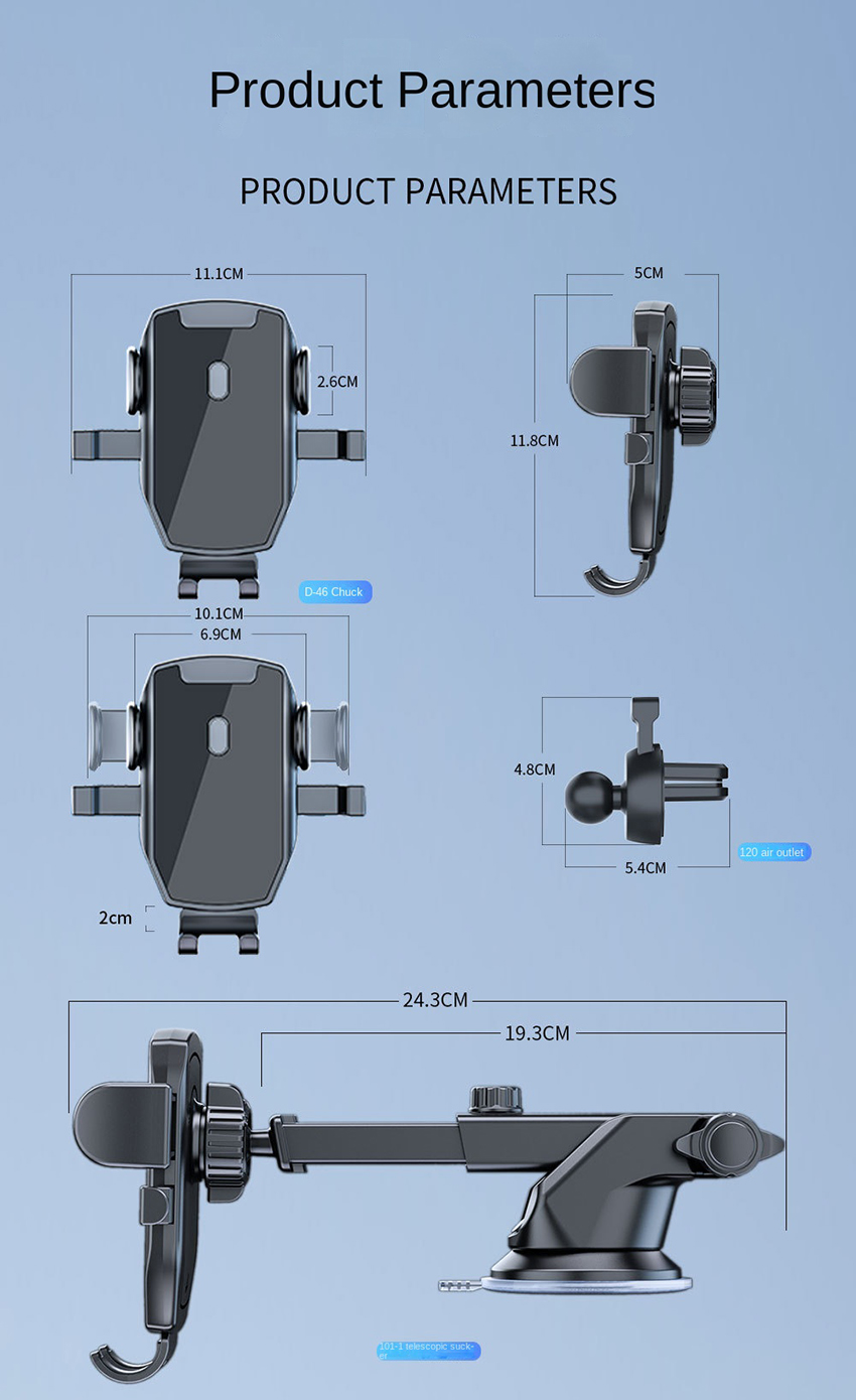 Ventouse Support de téléphone de voiture Support de montage GPS téléphone Support de cellule Mobile pour Xiaomi Huawei Samsung