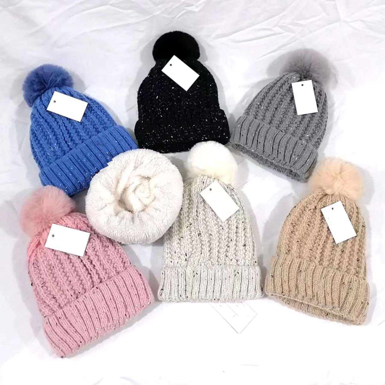 5 pezzi Inverno donna Cappelli uomo Viaggio ragazzo Moda adulto Berretti Skullies Chapeu Berretti Cotone Berretto da sci ragazza cappello grigio mantenere caldo intensificazione nero Doppio addensato